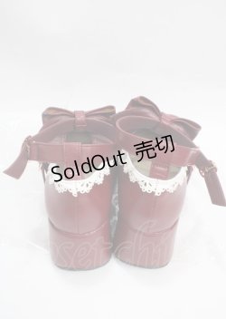 画像3: axes femme kawaii / リボンスカラップ配色シューズ M ワイン Y-25-03-17-037-AX-SH-SZ-ZY