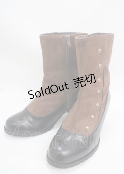 画像1: axes femme / 連ボタン配色ブーツ M 茶 Y-25-03-17-039-AX-SH-SZ-ZY