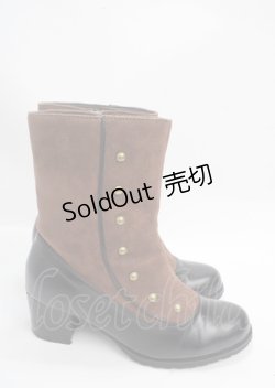 画像4: axes femme / 連ボタン配色ブーツ M 茶 Y-25-03-17-039-AX-SH-SZ-ZY