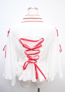 画像2: metamorphose / 着物合わせ風ブラウス  白×赤 Y-25-03-17-047-ME-BL-SZ-ZY