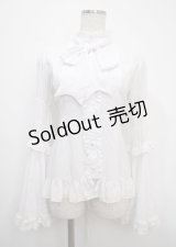 ATELIER PIERROT /スタンドカラー姫袖ブラウス  白 Y-25-03-17-048-EL-BL-SZ-ZY