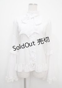 ATELIER PIERROT /スタンドカラー姫袖ブラウス  白 Y-25-03-17-048-EL-BL-SZ-ZY