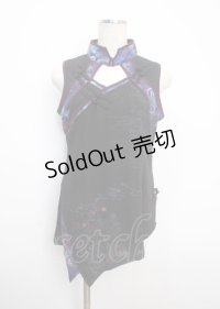 Ozz oneste / 月光睡蓮柄タンクトップ  黒×紫 Y-25-03-17-056-OO-TO-SZ-ZY