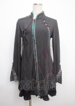 画像1: Ozz oneste / 刺繍チャイナチュニックワンピース  グレー Y-25-03-17-057-OO-OP-SZ-ZY