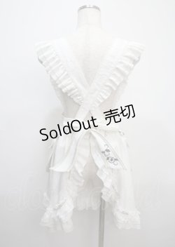 画像2: Ozz oneste / 薔薇刺繍ストライプタブリエ  白 Y-25-03-17-062-OO-OP-SZ-ZY
