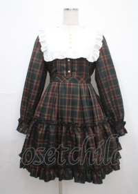 Amavel / Dolly Holidayチェックティアードワンピース（ミドル丈）  グリーン Y-25-03-17-073-CA-OP-SZ-ZT303