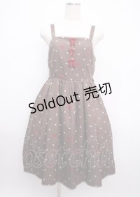 axes femme kawaii / ハートドット柄ジャンスカ M 茶 Y-25-03-17-076-AX-OP-SZ-ZY