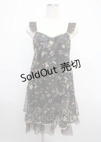 axes femme kawaii / 星チュールジャンパースカート M 黒 Y-25-03-17-077-AX-OP-SZ-ZY