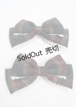画像1: Amavel / Dolly Holidayチェックダブルリボンクリップ  グリーン Y-25-03-17-013-CA-ZA-SZ-ZY