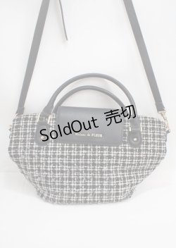 画像1: Maison de FLEUR / ツイードチェックショルダーバック  黒 Y-25-03-17-015-LO-BG-SZ-ZT274