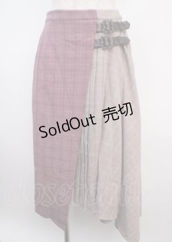 画像1: axes femme / チェック×チェックスカート M ピンク Y-25-03-20-052-AX-SK-SZ-ZI