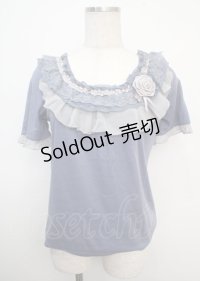 axes femme / バラモチーフ付エレガントプルオーバー  ブルー Y-25-03-20-007-AX-TO-AS-ZY