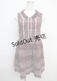 axes femme / 音符柄ノースリーブワンピース  ワイン Y-25-03-20-069-AX-OP-SZ-ZI