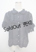 axes femme / シアーフリル丸襟ブラウス F 紺 Y-25-03-20-008-AX-BL-SZ-ZI