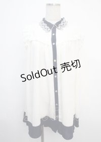axes femme / 襟刺繍バイカラーチュニック F 白 Y-25-03-20-076-AX-OP-SZ-ZI
