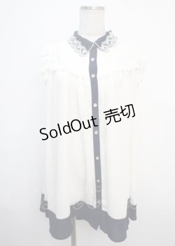 画像1: axes femme / 襟刺繍バイカラーチュニック F 白 Y-25-03-20-076-AX-OP-SZ-ZI