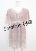 axes femme / カットソーローズ柄チュニ M ピンク Y-25-03-20-078-AX-OP-SZ-ZI
