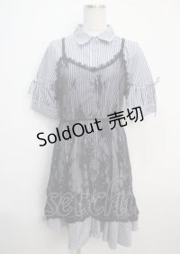 axes femme / レースキャミレイヤードシャツワンピース  紺 Y-25-03-20-080-AX-OP-AS-ZI