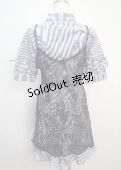 画像2: axes femme / レースキャミレイヤードシャツワンピース  紺 Y-25-03-20-080-AX-OP-AS-ZI
