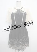 axes femme POETIQUE / 裾刺繍ワンピース M 黒 Y-25-03-20-081-AX-OP-SZ-ZI