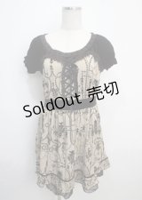 axes femme / ベロア切替フロッキーワンピース M ベージュ Y-25-03-20-093-AX-OP-SZ-ZY