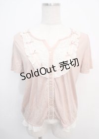 axes femme / リボン付きブロッキングプルオーバー M アワピンク Y-25-03-20-099-AX-TO-SZ-ZY
