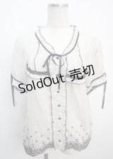 axes femme / ドットシフォン半袖ブラウス M 白 Y-25-03-20-101-AX-BL-SZ-ZY