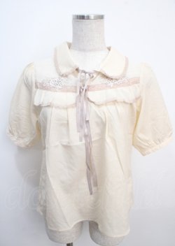 画像1: axes femme POETIQUE / モチーフレースフリルブラウス M ベージュ Y-25-03-20-106-AX-BL-SZ-ZI