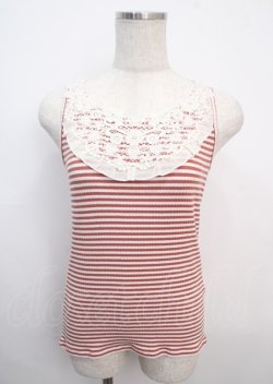 画像1: axes femme / ホルター付ボーダーリブタンク M アカ Y-25-03-20-112-AX-TO-SZ-ZI