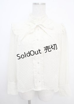 画像1: axes femme / ドットドビーフリルブラウス M 生成り Y-25-03-20-020-AX-BL-SZ-ZY