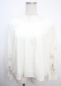 axes femme / 花刺繍×チュールブラウスプルオーバー M 生成り Y-25-03-20-024-AX-BL-SZ-ZT154