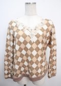 axes femme / アーガイルニット M ベージュ Y-25-03-20-025-AX-TO-SZ-ZI
