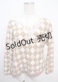 axes femme / アーガイルニット M ベージュ Y-25-03-20-025-AX-TO-SZ-ZI
