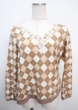 画像1: axes femme / アーガイルニット M ベージュ Y-25-03-20-025-AX-TO-SZ-ZI
