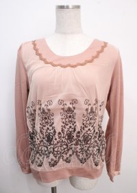 axes femme / ちょうちょパネル柄プルオーバー  アワピンク Y-25-03-20-029-AX-TO-SZ-ZI
