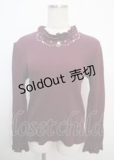 axes femme / ネックレスデザインリブプルオーバー M パープル Y-25-03-20-032-AX-TO-SZ-ZI