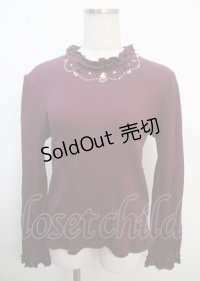 axes femme / ネックレスデザインリブプルオーバー M パープル Y-25-03-20-032-AX-TO-SZ-ZI