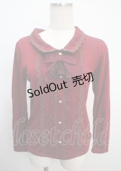 画像1: axes femme / ブローチ付きブラウス風プルオーバー  ワイン Y-25-03-20-033-AX-TO-SZ-ZY