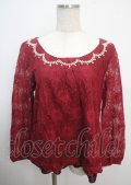 axes femme / ビジュー襟総レースプルオーバー  ワイン Y-25-03-20-034-AX-TO-SZ-ZI