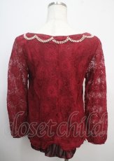 画像2: 【SALE】axes femme / ビジュー襟総レースプルオーバー  ワイン Y-25-03-20-034-AX-TO-SZ-ZT151 (2)