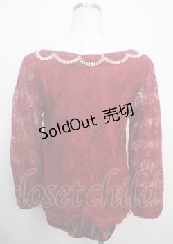 画像2: 【SALE】axes femme / ビジュー襟総レースプルオーバー  ワイン Y-25-03-20-034-AX-TO-SZ-ZT151