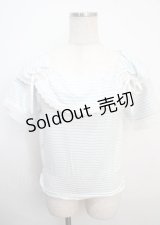axes femme / 裾リボンカットプルオーバー M サックス Y-25-03-20-041-AX-TO-SZ-ZI