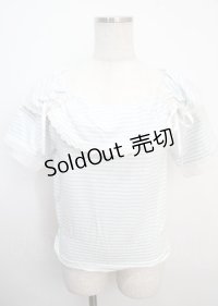 axes femme / 裾リボンカットプルオーバー M サックス Y-25-03-20-041-AX-TO-SZ-ZI