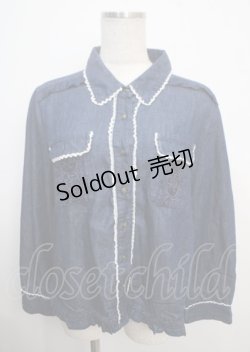 画像1: axes femme / ブラウス M 紺 Y-25-03-20-043-AX-BL-SZ-ZI