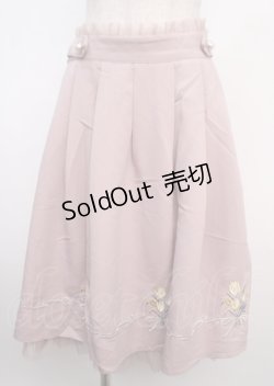 画像1: axes femme / ブーケ刺繍タックスカート M ピンク Y-25-03-20-050-AX-SK-SZ-ZY