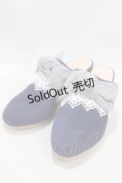 画像1: axes femme / BIGリボンスエードミュール M 紺 Y-25-03-21-057-AX-SH-SZ-ZY