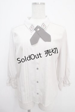 画像1: axes femme / タイ付きフレームローズ刺繍ブラウス F ピンク Y-25-03-21-060-AX-BL-SZ-ZS
