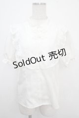 axes femme kawaii / アームカバー付チャイナ釦ブラウス M 白 Y-25-03-21-067-AX-BL-SZ-ZY