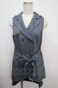axes femme POETIQUE / バックプリーツロングベスト M ブルー Y-25-03-21-074-AX-TO-SZ-ZI
