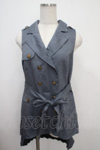 axes femme POETIQUE / バックプリーツロングベスト M ブルー Y-25-03-21-074-AX-TO-SZ-ZI
